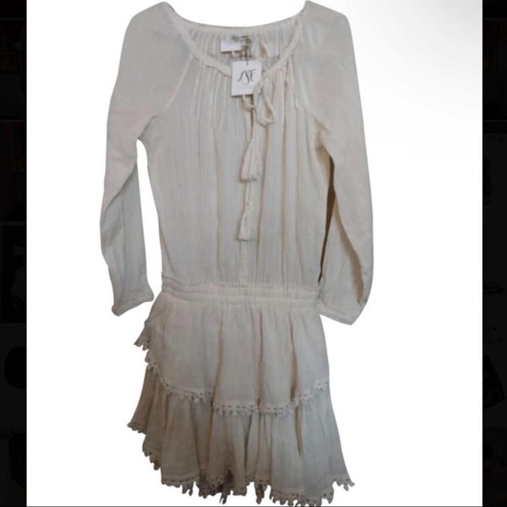LoveShackFancy Beige Popover Dress